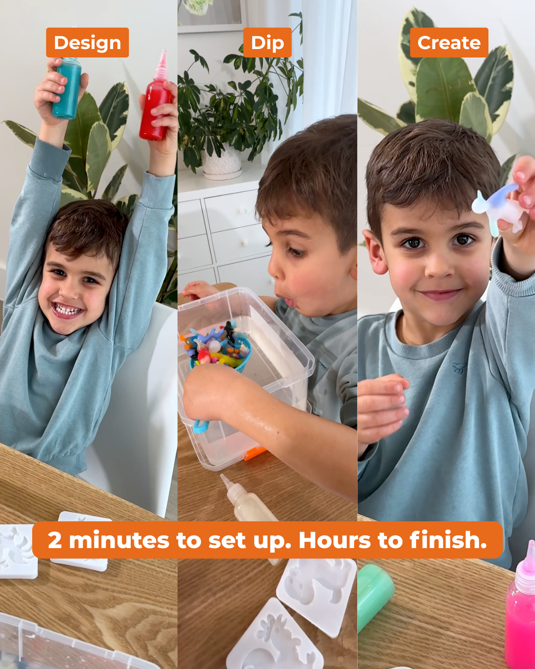 Squeeze it, drop it in the water, and it turns into a squishy little creature they made themselves.